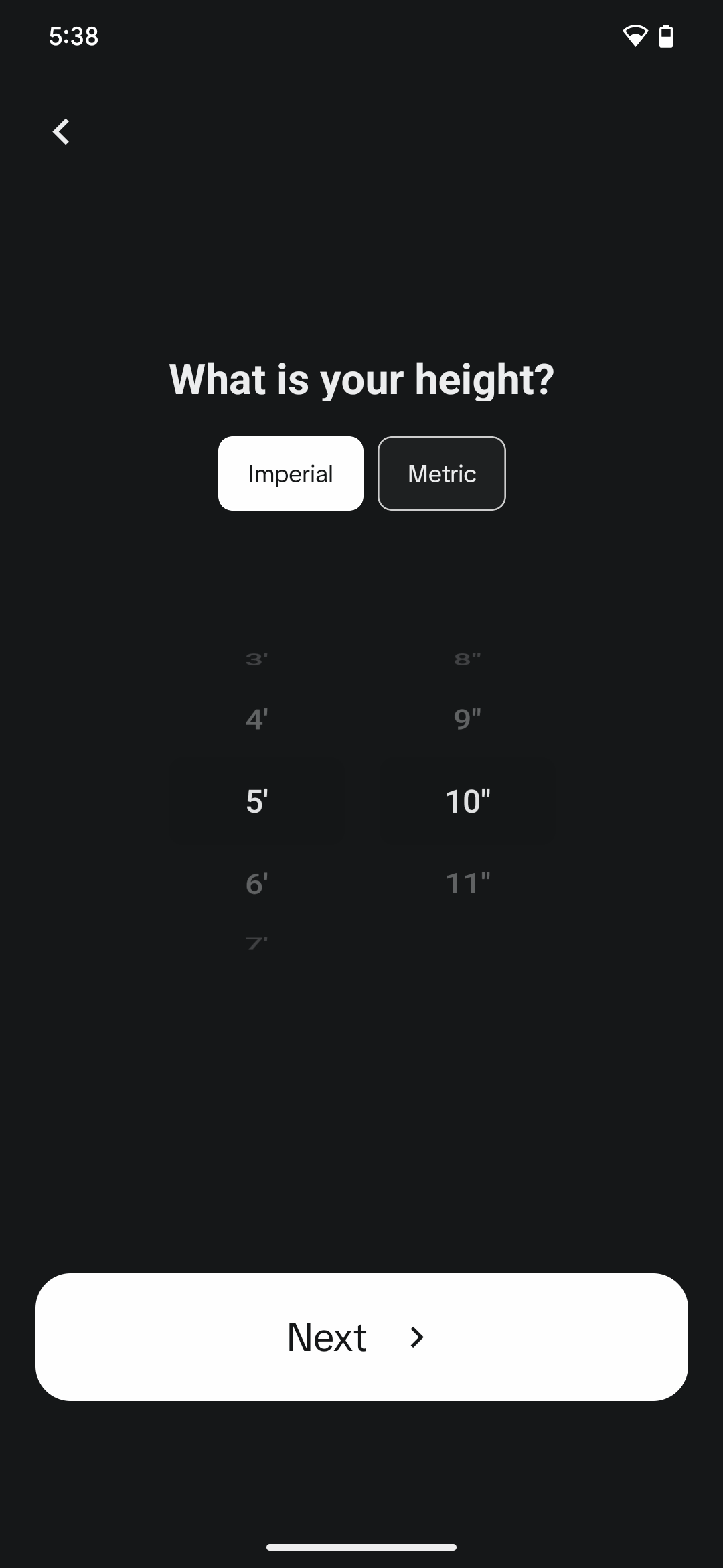 Height screen; using spinner modal